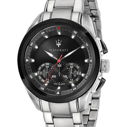 Montre pour homme Maserati Traguardo chronographe en acier inoxydable avec cadran noir et quartz R8873612015 100M