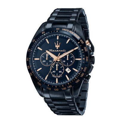 Montre pour homme Maserati Traguardo Sport chronographe en acier inoxydable avec cadran bleu à quartz R8873612054 100M