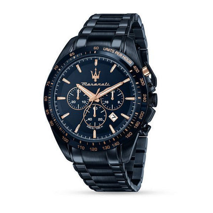 Montre pour homme Maserati Traguardo Sport chronographe en acier inoxydable avec cadran bleu à quartz R8873612054 100M