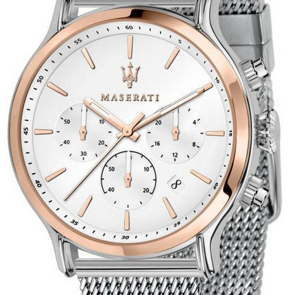Montre Homme Maserati Epoca Chronographe Cadran Blanc Acier Inoxydable Quartz R8873618009 100M