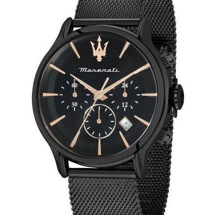 Montre Maserati Epoca chronographe en acier inoxydable avec cadran noir et quartz R8873618013 100M pour homme