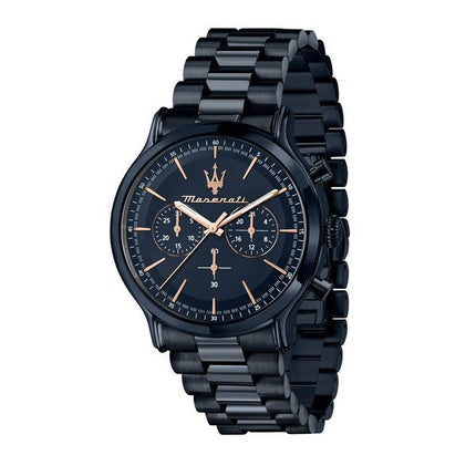Montre pour homme Maserati Successo Lifestyle Blue Edition Chronographe en acier inoxydable Cadran bleu Quartz R8873618032 100M
