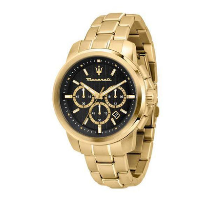 Montre Homme Maserati Successo Chronograph Gold Tone Acier Inoxydable Cadran Noir Quartz R8873621013