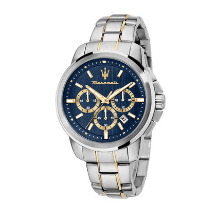 Montre Maserati Successo Chronographe en acier inoxydable avec cadran bleu et quartz R8873621016 pour homme