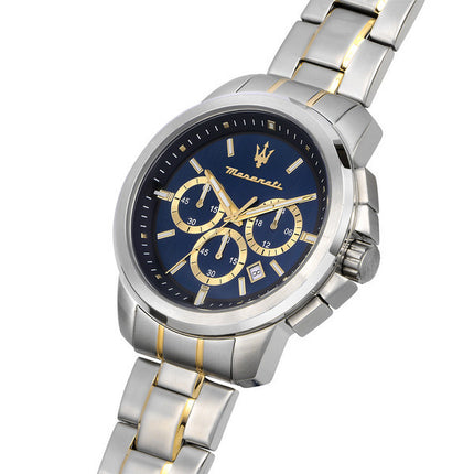 Montre Maserati Successo Chronographe en acier inoxydable avec cadran bleu et quartz R8873621016 pour homme
