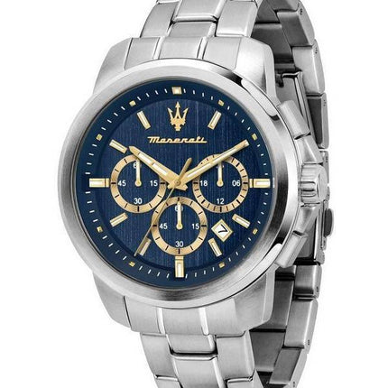 HORS Montre Homme Maserati Successo Chronographe Acier Inoxydable Cadran Bleu Quartz R8873621038