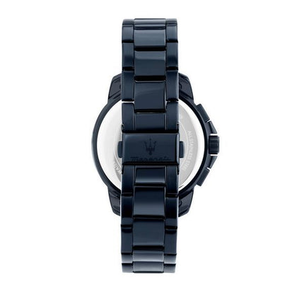 Montre Maserati Successo Chronographe en acier inoxydable avec cadran bleu et quartz R8873621040 pour homme