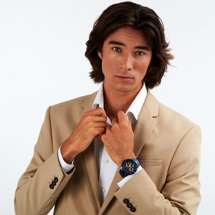 Montre Maserati Successo Chronographe en acier inoxydable avec cadran bleu et quartz R8873621040 pour homme