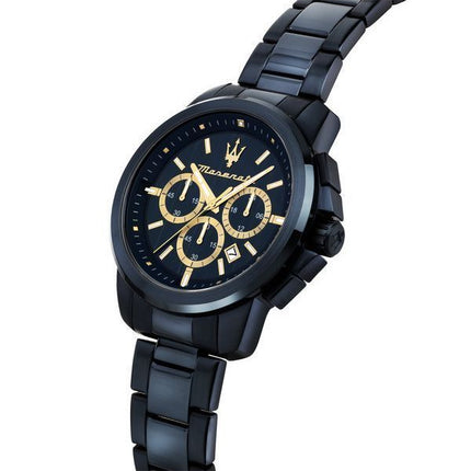 Montre Maserati Successo Chronographe en acier inoxydable avec cadran bleu et quartz R8873621040 pour homme