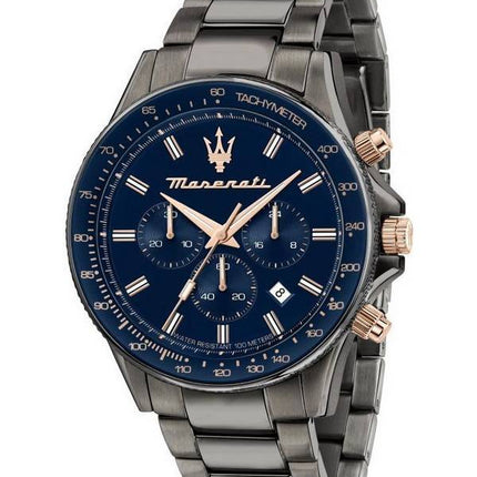 HORS Montre Homme Maserati Sfida Chronographe Acier Inoxydable Cadran Bleu Quartz R8873640001 100M