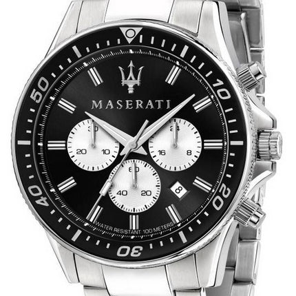Maserati Sfida Chronographe Cadran Noir Acier Inoxydable Quartz R88736400004 100M Montre Homme