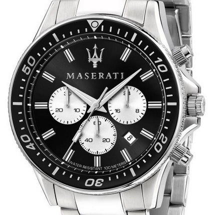 Maserati Sfida Chronographe Cadran Noir Acier Inoxydable Quartz R88736400004 100M Montre Homme