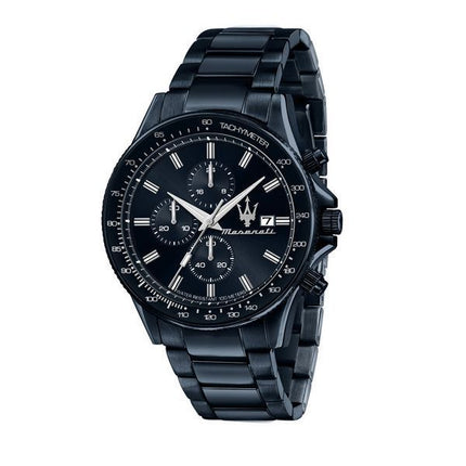 Montre pour homme Maserati Sfida Sport chronographe en acier inoxydable avec cadran bleu à quartz R8873640023 100M