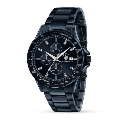 Montre pour homme Maserati Sfida Sport chronographe en acier inoxydable avec cadran bleu à quartz R8873640023 100M