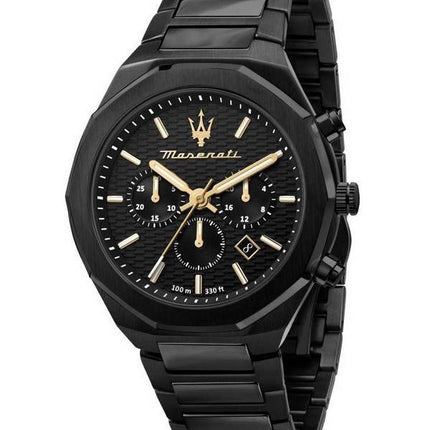 Maserati Stile Chronographe Acier Inoxydable Cadran Noir Quartz R8873642005 100M Montre Homme