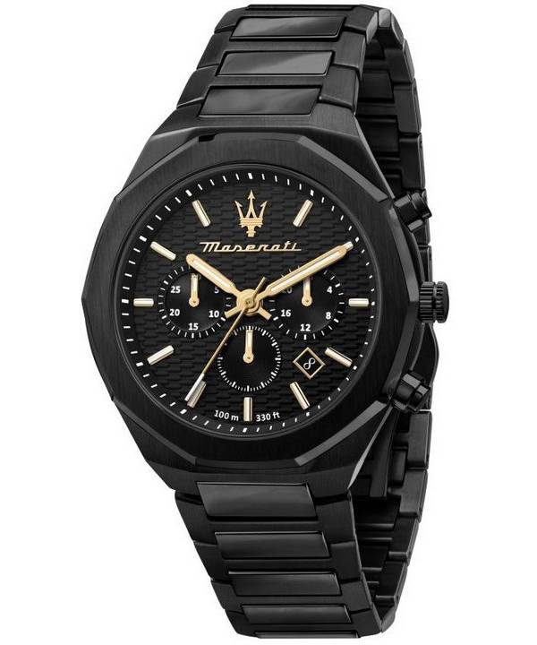 Maserati Stile Chronographe Acier Inoxydable Cadran Noir Quartz R8873642005 100M Montre Homme