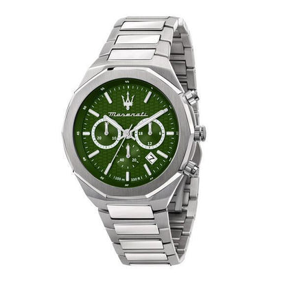 Montre pour homme Maserati Stile Chronographe en acier inoxydable avec cadran vert R8873642011 100M