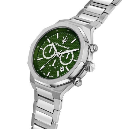 Montre pour homme Maserati Stile Chronographe en acier inoxydable avec cadran vert R8873642011 100M