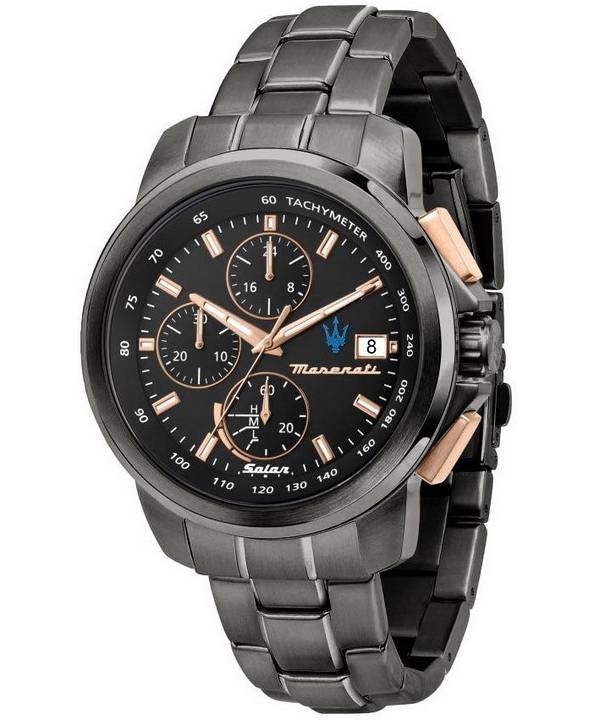 HORS Montre Homme Maserati Successo Chronographe Acier Inoxydable Cadran Noir Solaire R8873645001