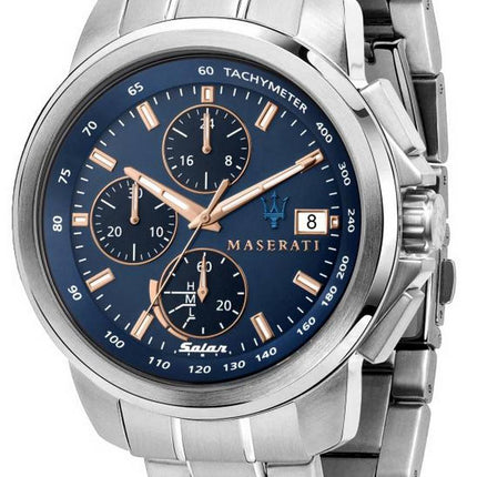 Montre Homme Maserati Successo Chronographe Cadran Bleu Acier Inoxydable Solaire R8873645004