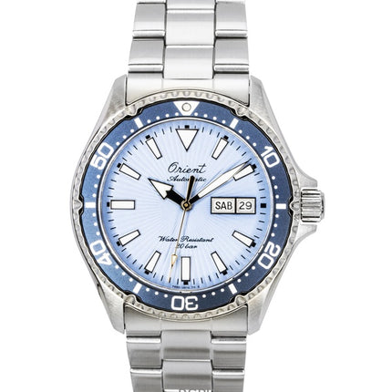Montre homme Orient Kamasu édition limitée 75e anniversaire, cadran bleu, automatique, étanche à 200 m (RA-AA0823L).