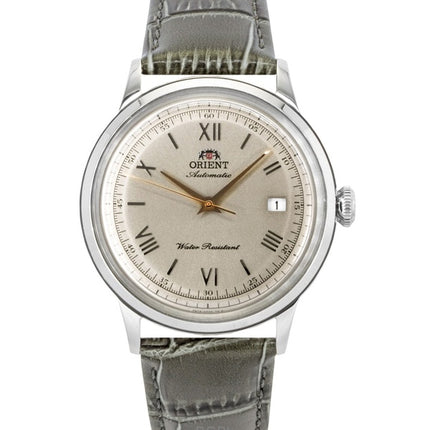 Montre homme Orient Bambino Classic, bracelet en cuir, cadran beige, automatique RA-AC0025N