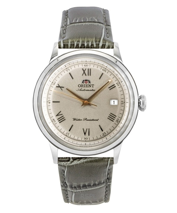 Montre homme Orient Bambino Classic, bracelet en cuir, cadran beige, automatique RA-AC0025N