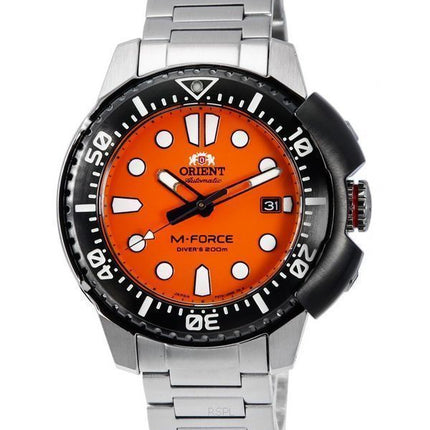 Orient M-Force AC0L Sports Acier Inoxydable Cadran Orange Automatique Diver&#39,s RA-AC0L08Y00B 200M Montre Homme