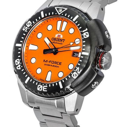Orient M-Force AC0L Sports Acier Inoxydable Cadran Orange Automatique Diver&#39,s RA-AC0L08Y00B 200M Montre Homme