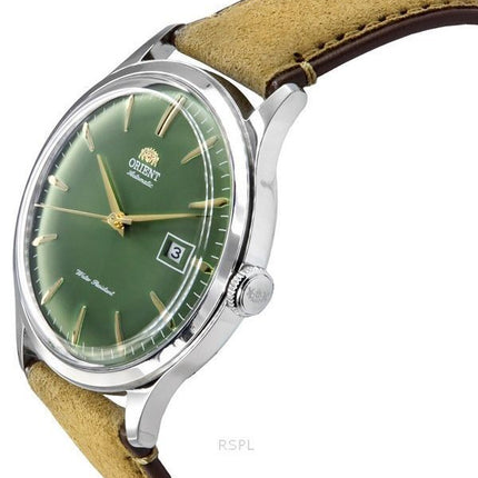 Montre pour homme Orient Bambino version 4, bracelet en cuir, cadran vert, automatique RA-AC0P01E10B