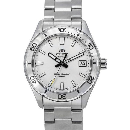 Montre de plongée automatique Orient Sports Mako en acier inoxydable avec cadran blanc RA-AC0Q03S10B RA-AC0Q03S30B 200M pour hom