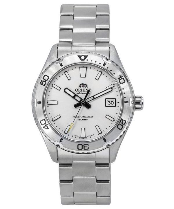 Montre de plongée automatique Orient Sports Mako en acier inoxydable avec cadran blanc RA-AC0Q03S10B RA-AC0Q03S30B 200M pour hom