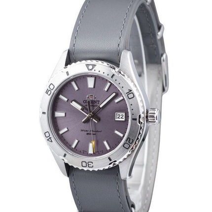 Montre de plongée automatique Orient Sports avec bracelet en cuir et cadran lilas RA-AC0Q07V10B RA-AC0Q07V30B 200 m pour homme