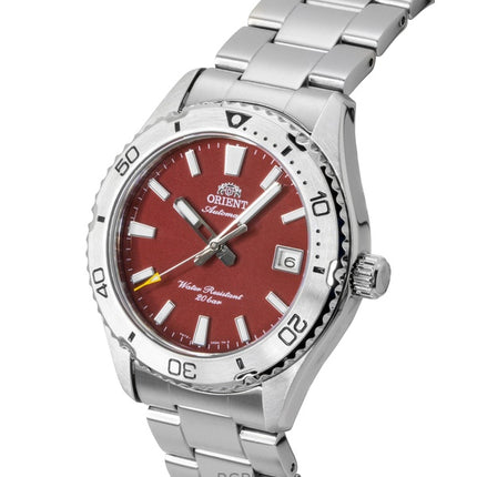 Montre de plongée automatique Orient Mako en acier inoxydable avec cadran rouge RA-AC0Q09R pour homme, 200 m