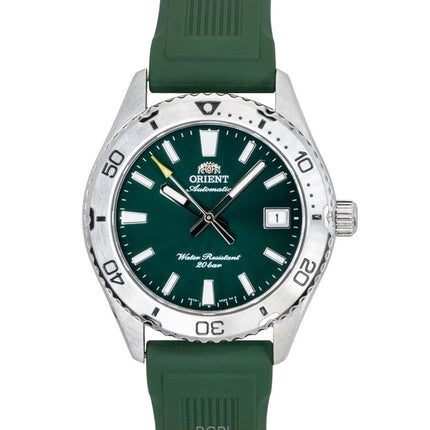 Montre de plongée automatique Orient Mako pour homme, bracelet en silicone, cadran vert, RA-AC0Q11E, 200 m