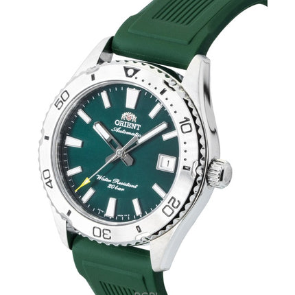 Montre de plongée automatique Orient Mako pour homme, bracelet en silicone, cadran vert, RA-AC0Q11E, 200 m