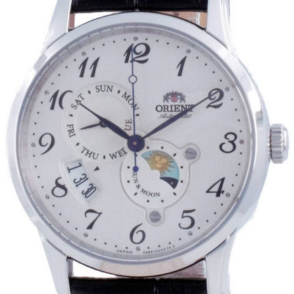 HORSMontre pour homme Orient Classic Sun and Moon cadran blanc automatique RA-AK0003S00C