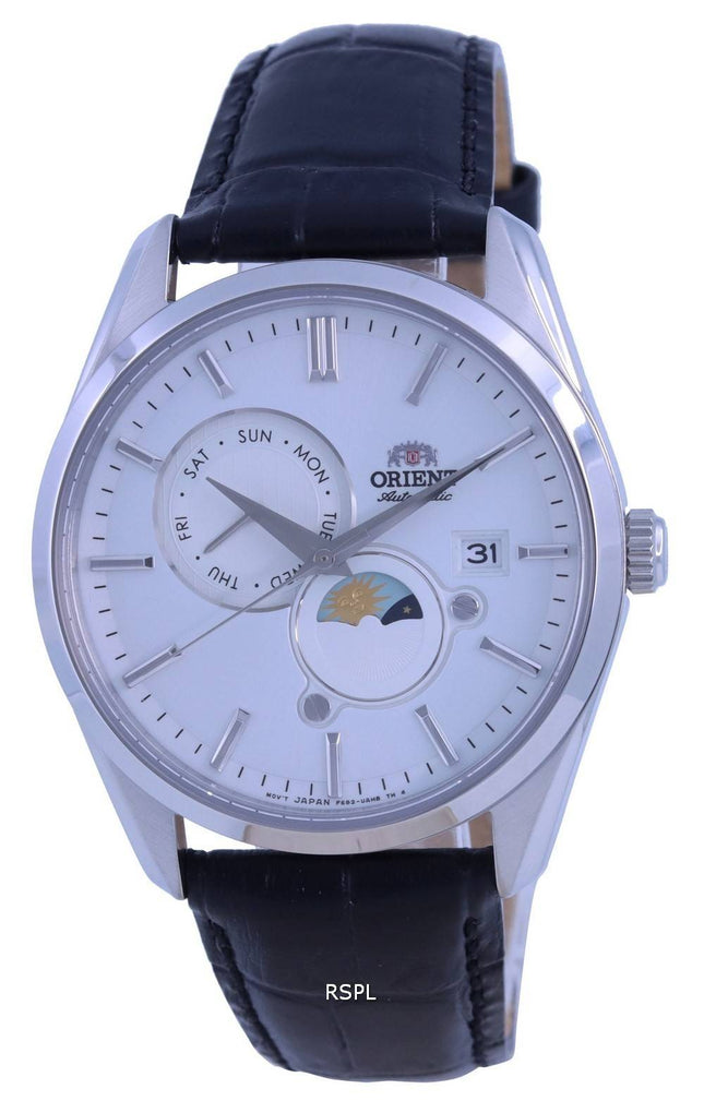 Montre automatique pour homme Orient Classic Sun And Moon avec cadran blanc RA-AK0310S10B RA-AK0310S30B