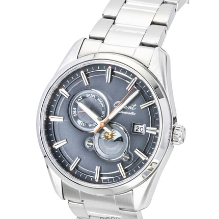 Montre homme Orient Stretto 75e anniversaire édition limitée soleil et lune, cadran gris, automatique RA-AK0311N