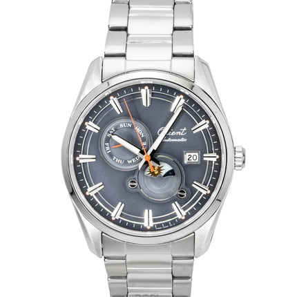 Montre homme Orient Stretto 75e anniversaire édition limitée soleil et lune, cadran gris, automatique RA-AK0311N
