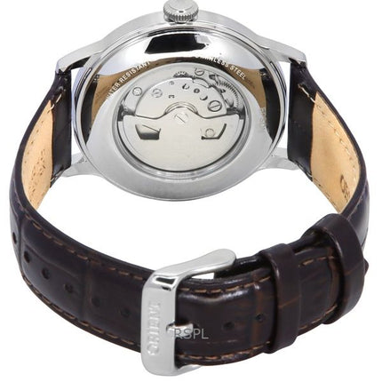 Montre automatique pour homme Orient Classic Bambino Version 8 avec bracelet en cuir et cadran beige RA-AK0702Y