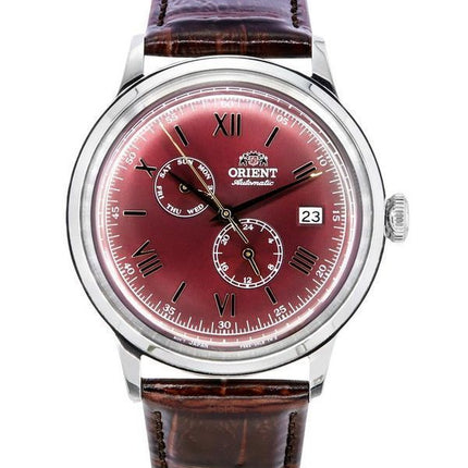 Montre Homme Orient Bambino GMT Version 8 Bracelet Cuir Cadran Rouge Automatique RA-AK0705R10B RA-AK0705R30B