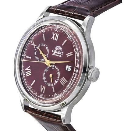 Montre Homme Orient Bambino GMT Version 8 Bracelet Cuir Cadran Rouge Automatique RA-AK0705R10B RA-AK0705R30B