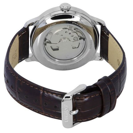 Orient Bambino Version 9 Classique Soleil et Phase de Lune Bracelet en cuir Cadran marron Automatique RA-AK0804Y00C Montre pour