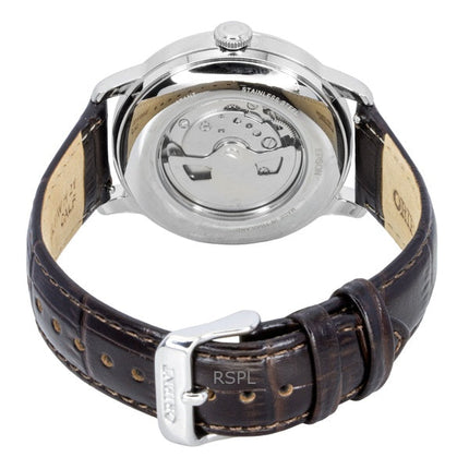 Montre automatique pour homme Orient Classic Soleil et Lune, bracelet en cuir, cadran vert, RA-AK0805E