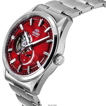 Montre automatique pour homme Orient Classic Contemporary en acier inoxydable avec cadran rouge en forme de cœur ouvert RA-AR001
