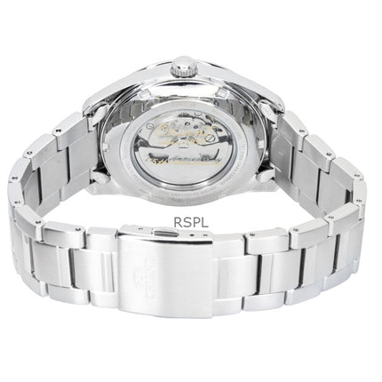 Montre homme Orient Stretto 75e anniversaire, édition limitée, acier inoxydable, cadran gris, automatique RA-AR0012N, avec cœur ouvert.