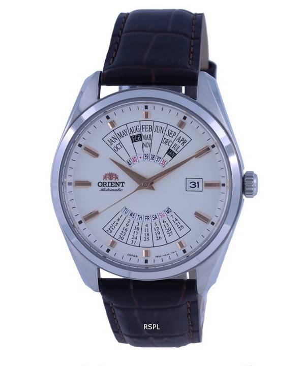 Orient Multi Year Calendar Blanc Cadran Cuir Automatique RA-BA0005S10B Montre Homme