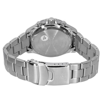 Montre pour homme Orient Sports Panda chronographe en acier inoxydable cadran blanc RA-TX0203S10B 200M de plongée solaire