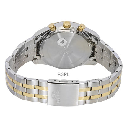 Montre homme Orient Contemporary Chronograph, acier inoxydable bicolore, cadran blanc, quartz RA-TX0302S